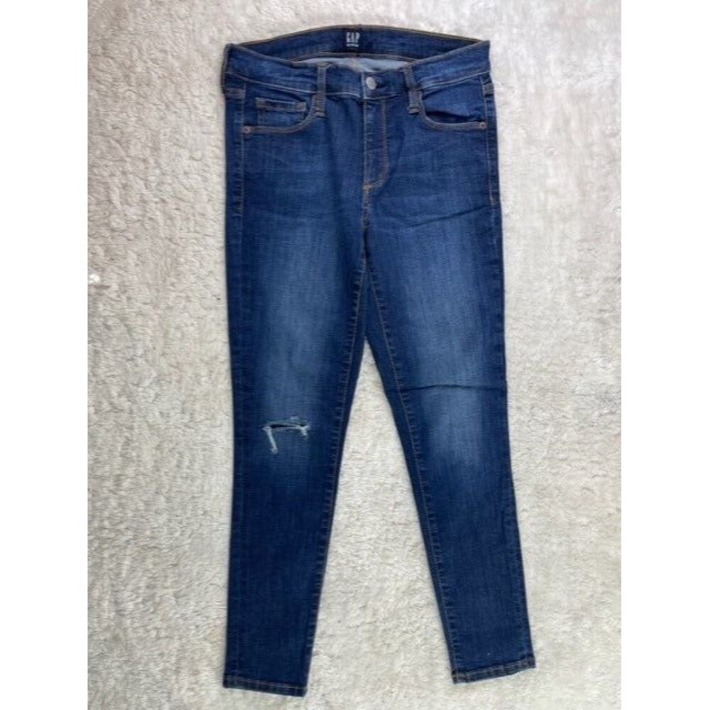 Gap Size 27P Petite Womens Jeans  True Skinny Distressed Med Wash Stretch